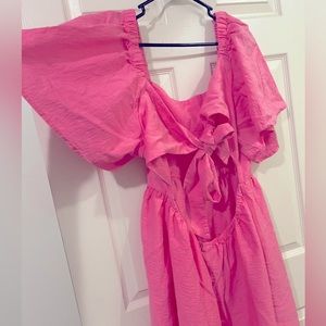 Hot Pink maxi dress with a cut out back